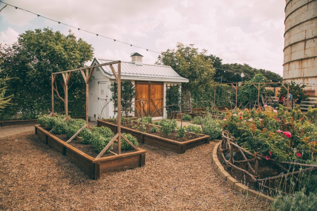 The garden area at Magnolia Market