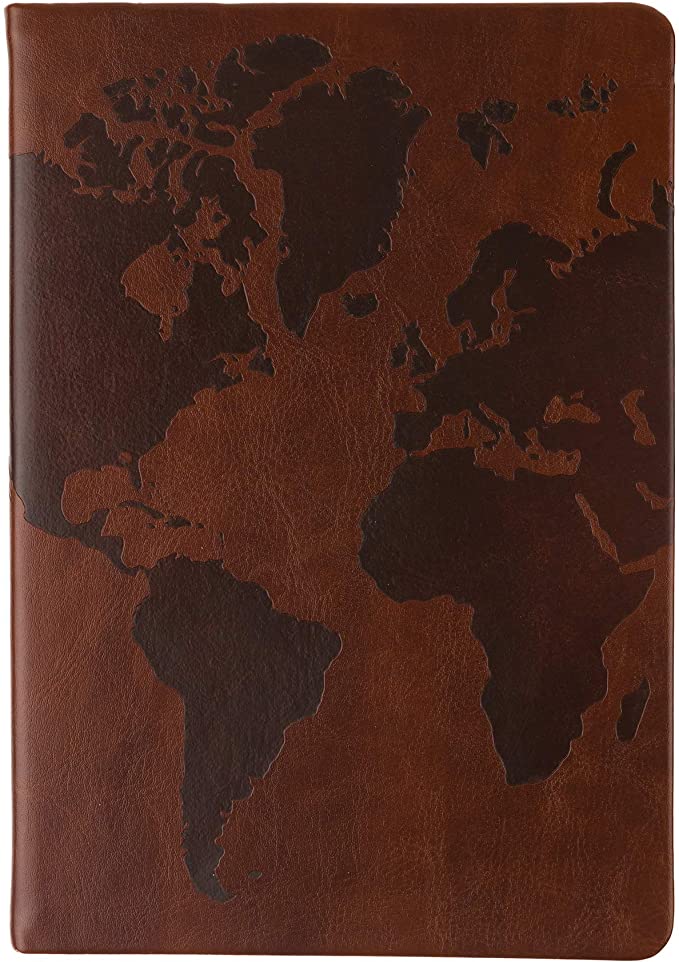 Eccolo World Traveler Style Journal World Map Notebook, 256 Lined Pages, 6x8