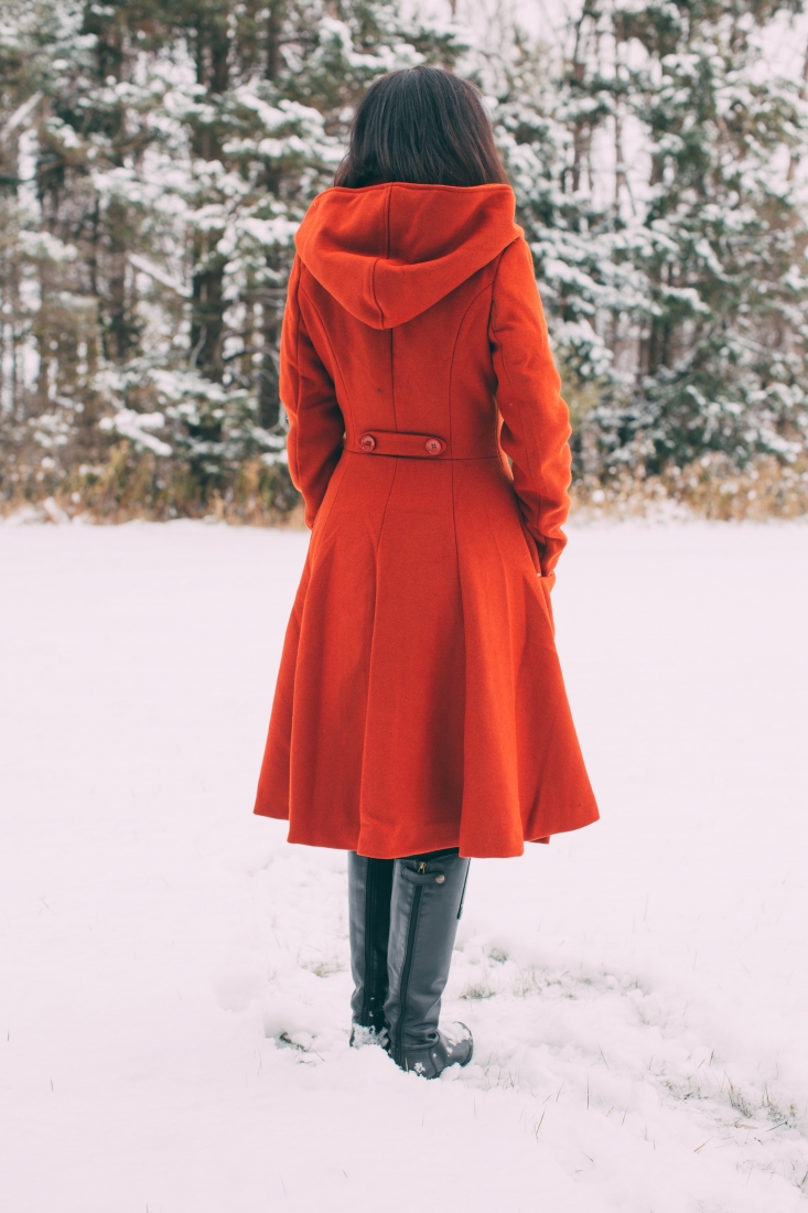 ModCloth burnt orange swing coat 