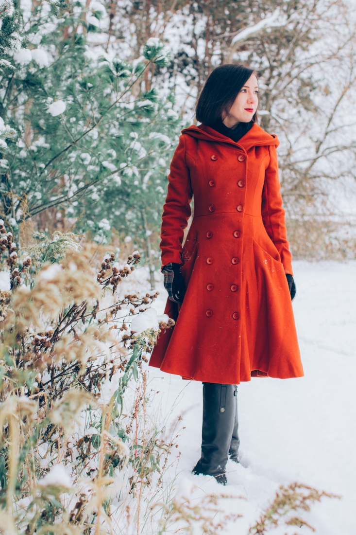 ModCloth burnt orange swing coat