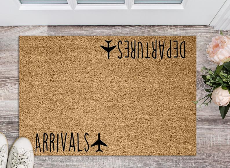 Arrivals and Departures Door Mat -House Warming Gift -Personalized Doormat -Traveler Gift -Bon voyage Gift -welcome mat