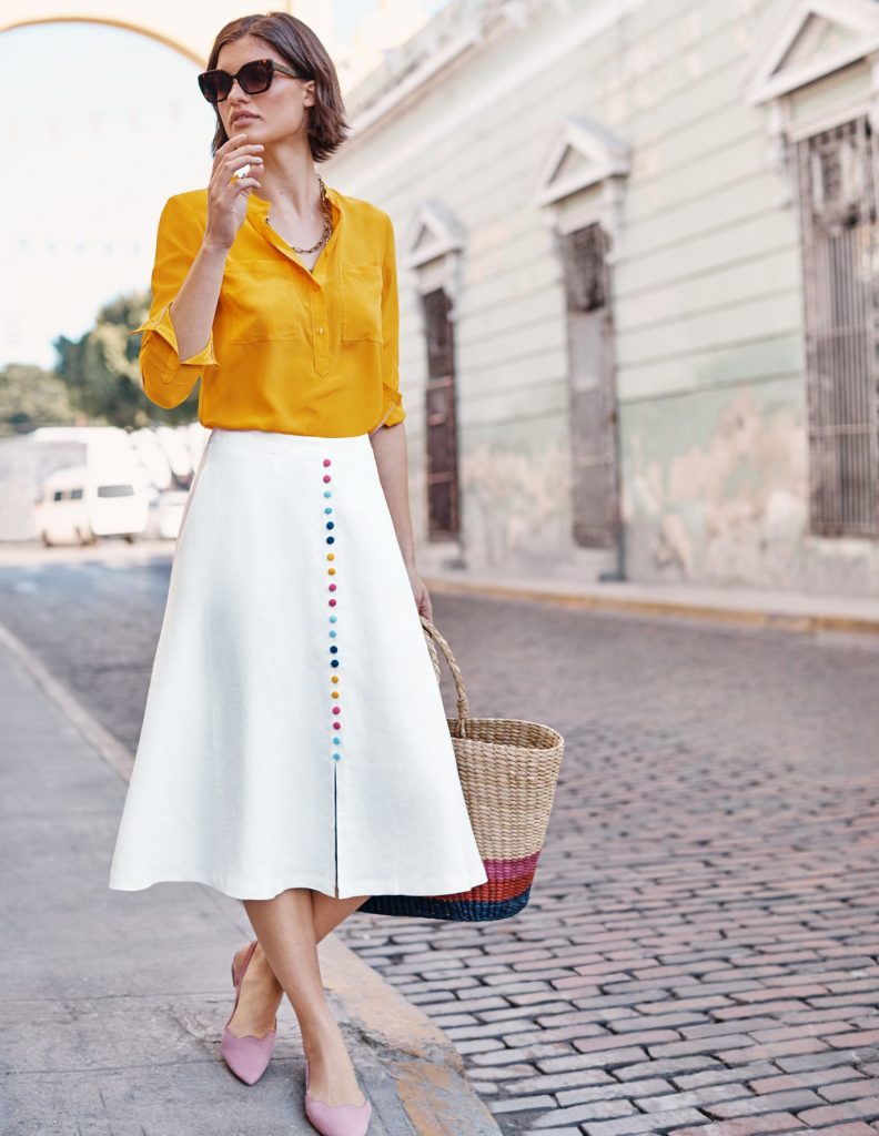 Cecilia Linen Skirt - White