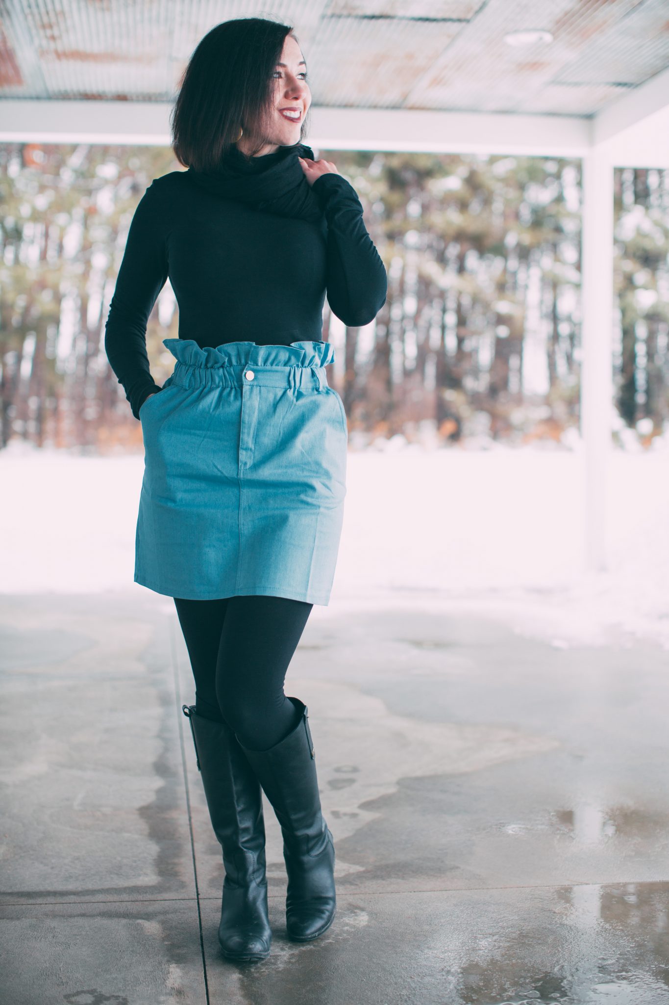Denim skirt in winter deals