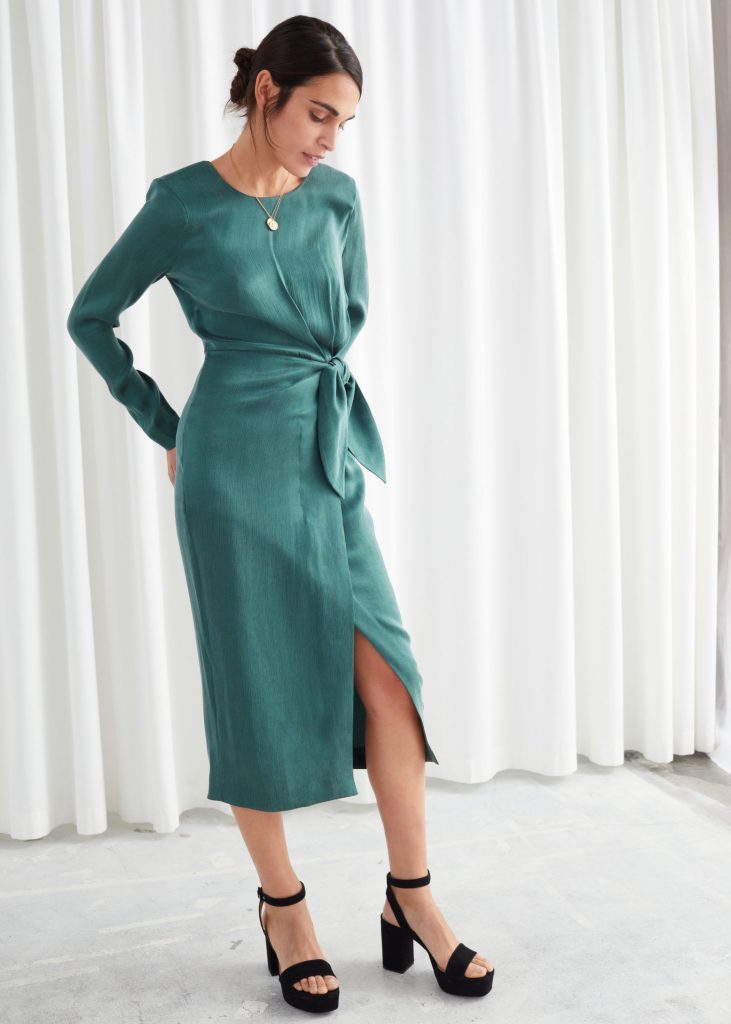 Satin Side Knot Midi Dress - & other stories