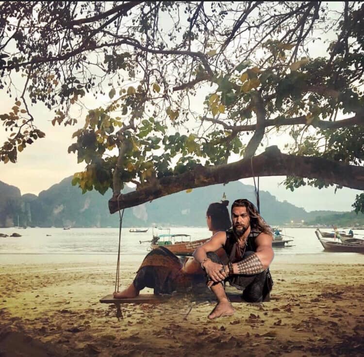 Funny Jason Momoa travel photo edit