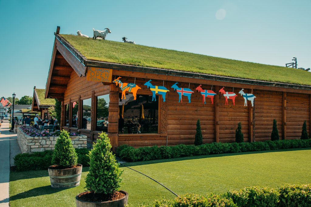 Goats on the roof at Al Johnson's Swedish Restaurant and Butik-in Door County, WI