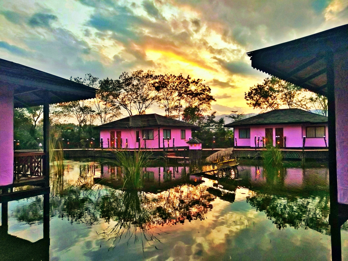 ViewPoint Eco Lodge | Nyaung Shwe, Myanmar feauturing bright pink overwater bungalows