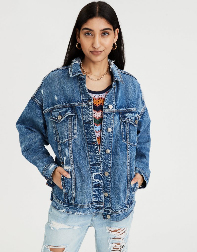 AE Denim Destroyed Boyfriend Jacket