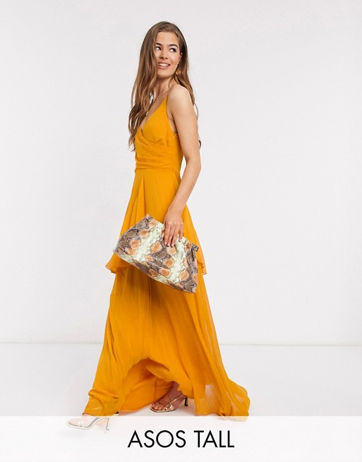 ASOS DESIGN Tall soft layered cami maxi dress in sunflower yellow