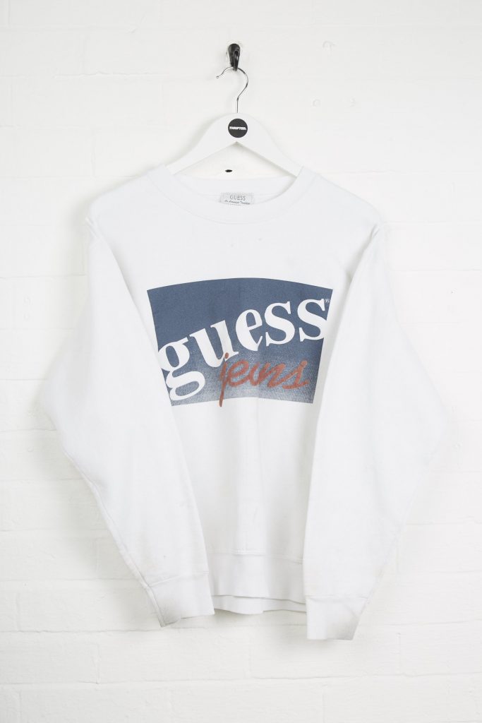 Vintage Guess Sweatshirt - Small White Cotton