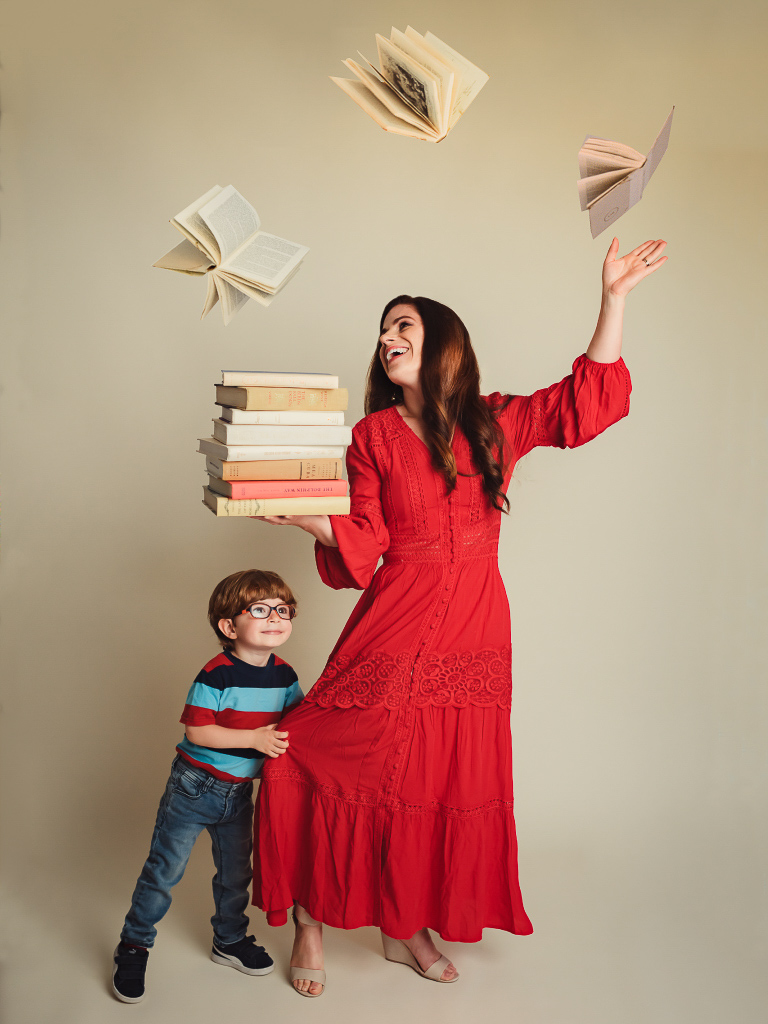 Lindsay and her son pose for a cute and creative photo together