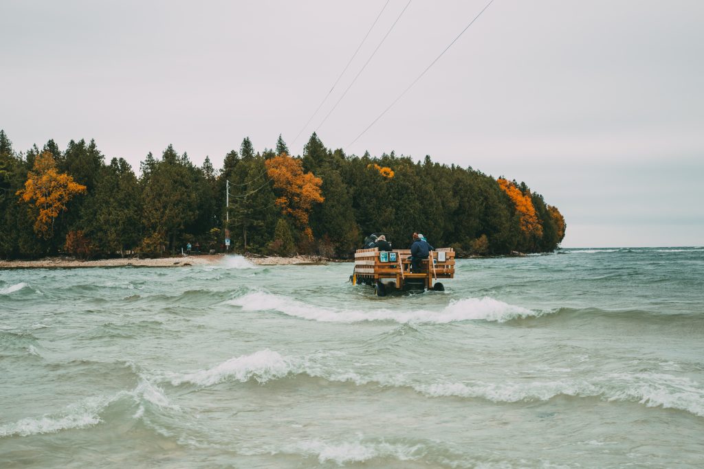 The tractor that takes you to the Cana Island Lighthouse