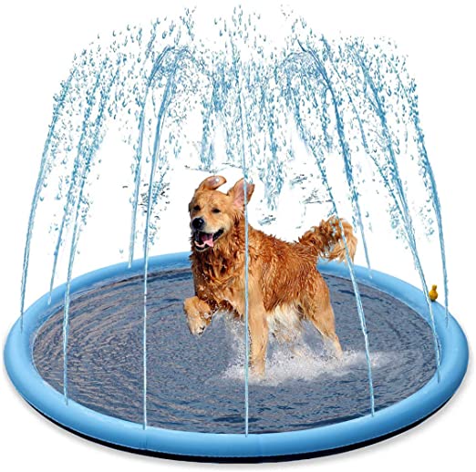 Splash Sprinkler Pad for Dogs Kids - 59" Thicken Dogs Pet Kids Swimming Pool Bathtub, 2020 New Pet Summer Backyard Playset & Water Toys, Gift for Kids, Toddlers and Dogs