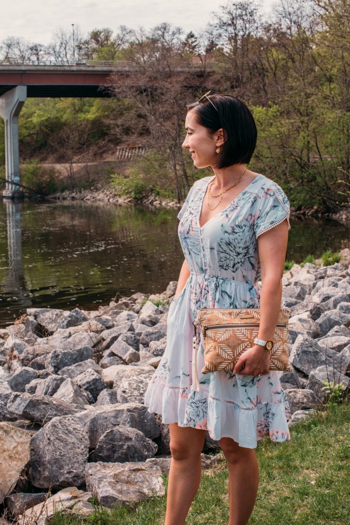 Rellery necklace and Salty Crush dress