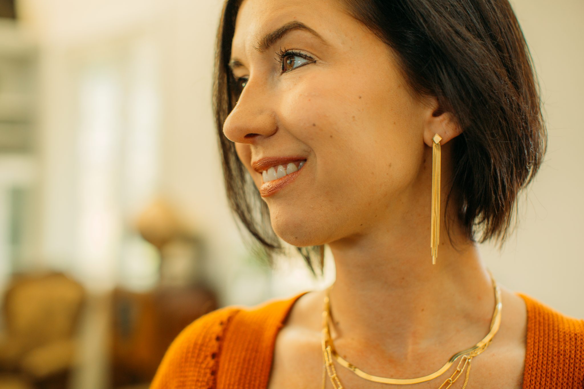 Rellery earrings and necklaces layered