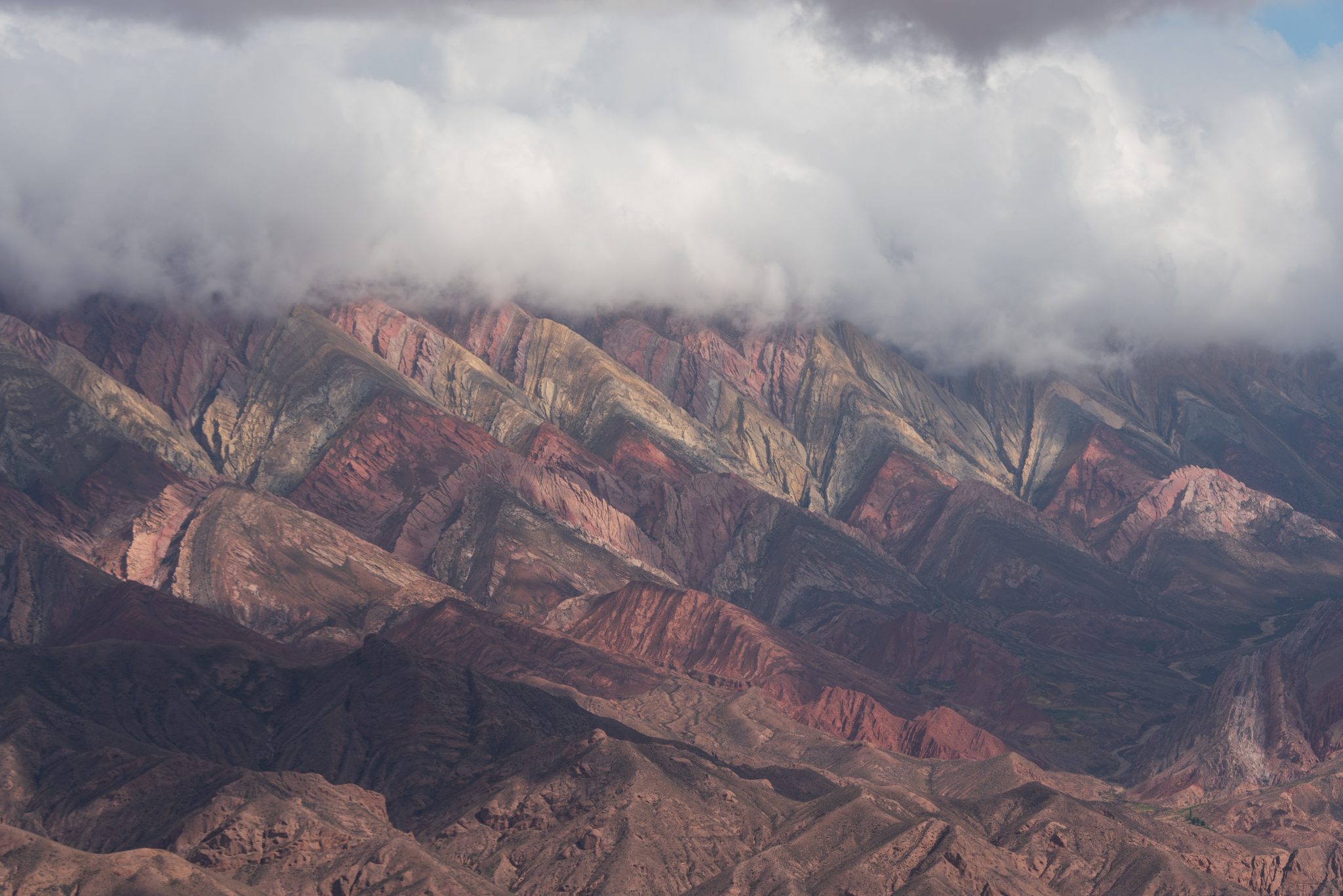 View of the rainbow colored hills in Quebrada de Humahuaca, Argentina
