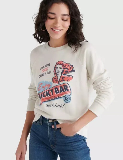  Lucky Bar Graphic Crew Pullover