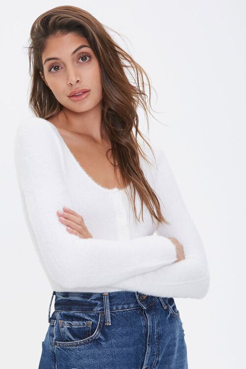 Fuzzy Sweater-Knit Bodysuit