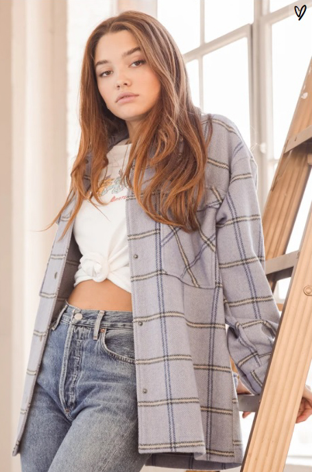 Keep It Cool Blue Plaid Shacket