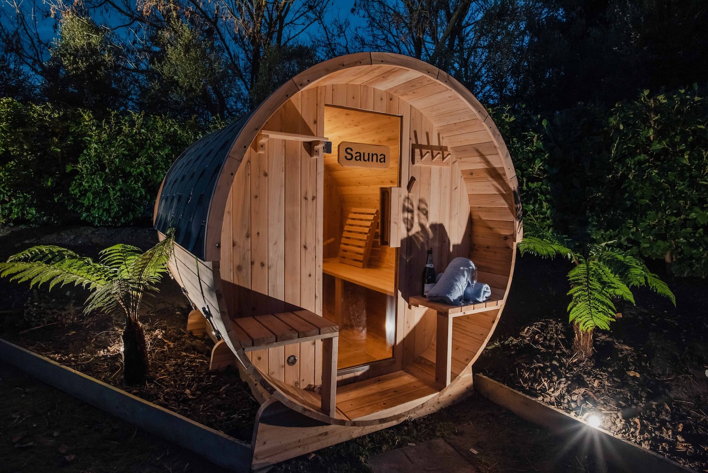 Wooden outdoor sauna