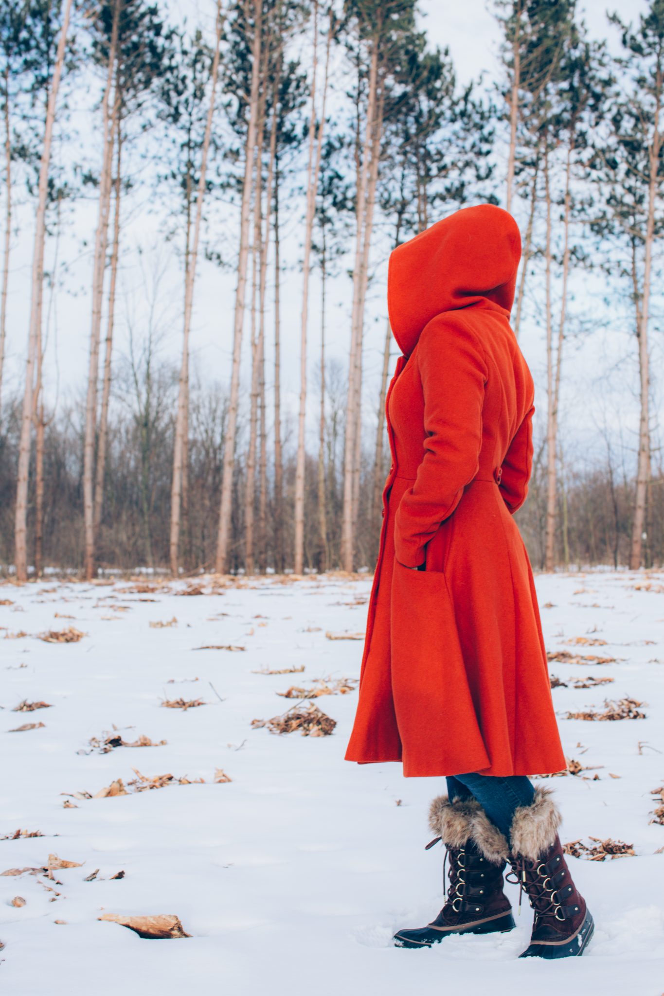 New Sorel Boots from Zappos paired with burnt orange Collectif Swing Coat