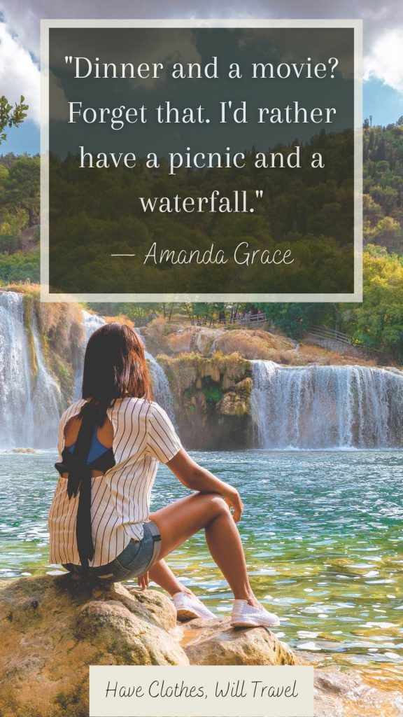 A Picnic and a waterfall quote