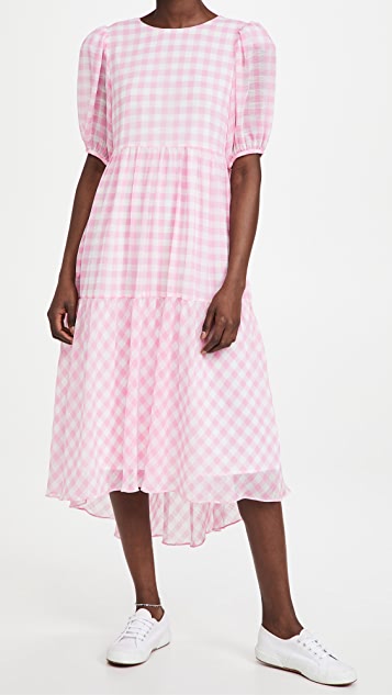 ENGLISH FACTORY Gingham Print Midi Dress