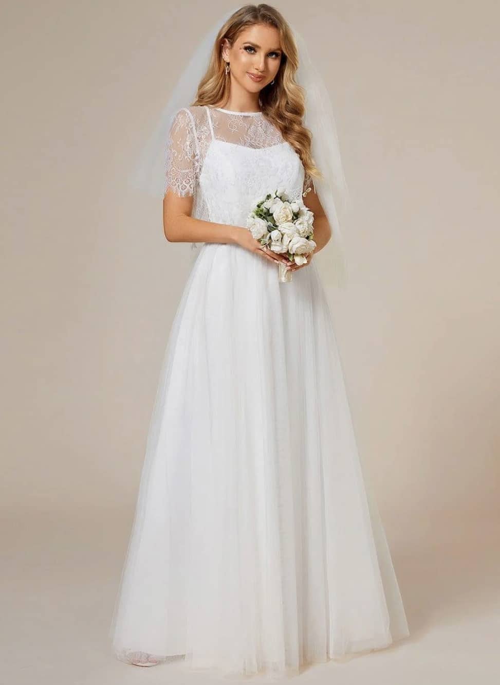 SHALIRA'S BRIDE
Lace Jacket A-Line Spaghetti Strap Wedding Dress