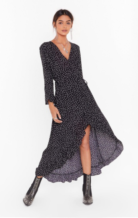 It's Dot Your Fault Wrap Midi Dress