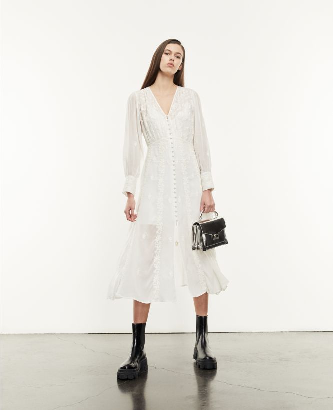 Brands like AllSaints LONG BUTTONED ECRU DRESS WITH EMBROIDERY