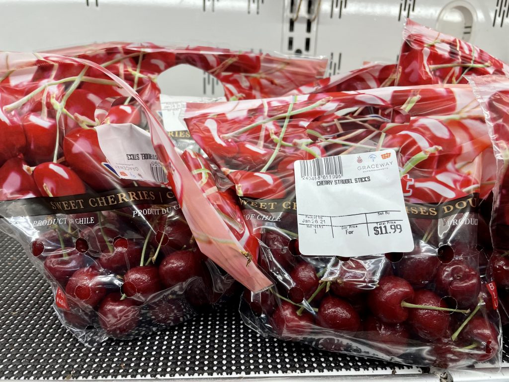 Cherries being sold in Turks and Caicos.