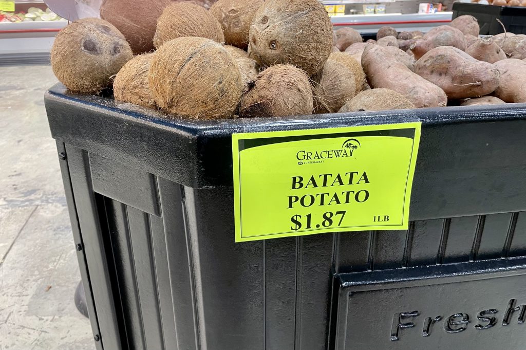 Potatoes being sold in a grocery store in Turks and Caicos.