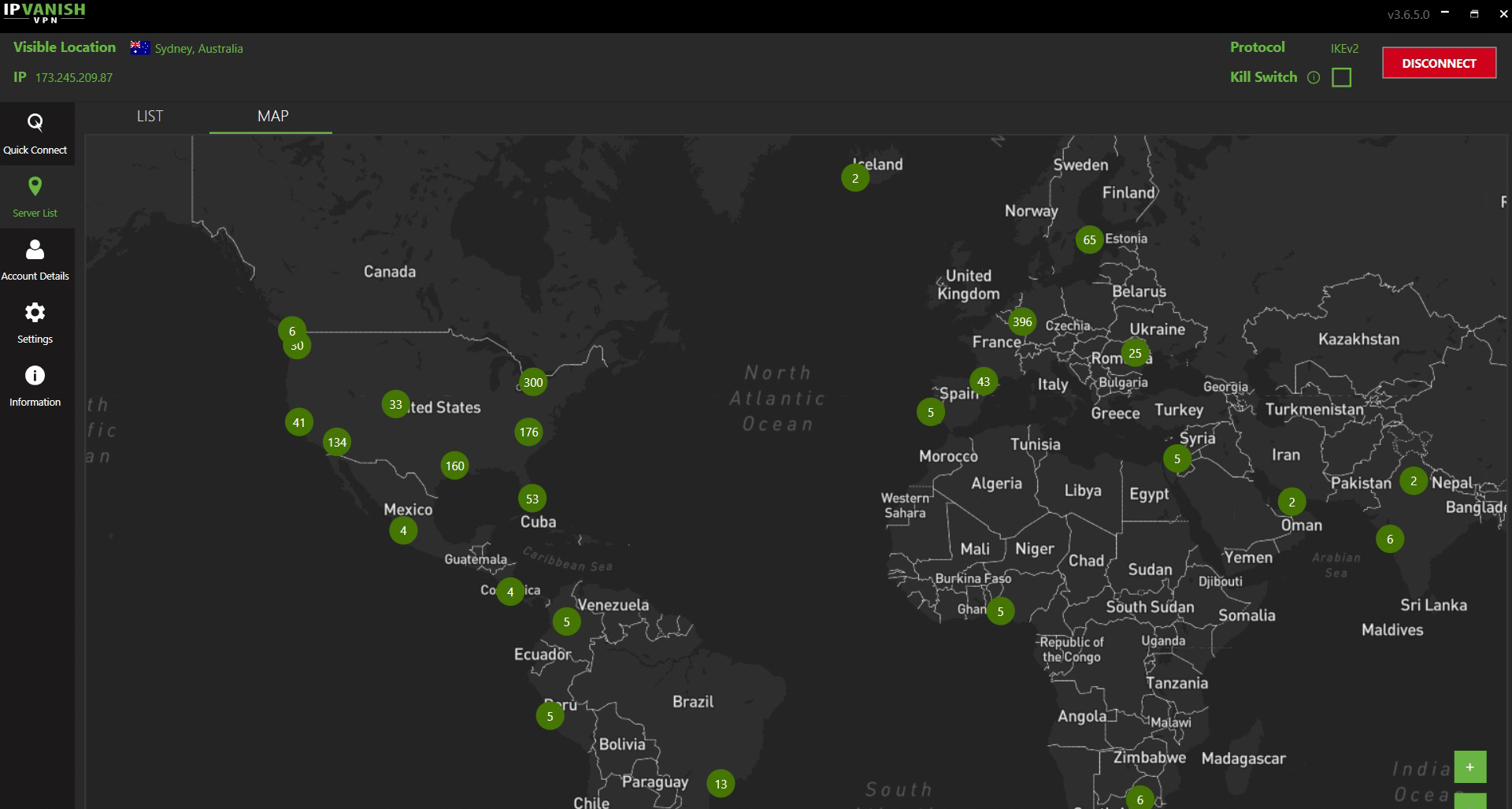 Using the IP location change with IPVanish