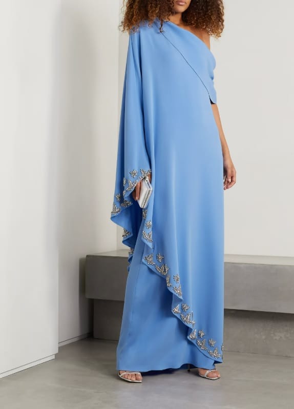 OSCAR DE LA RENTA
One-shoulder embellished draped stretch-silk crepe gown