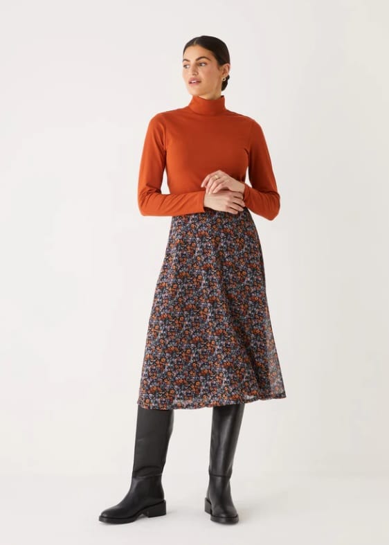 The Printed Chiffon Midi Skirt in Purple haze