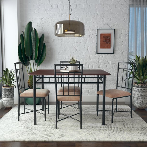 Walmart home goods featuring black and brown table and chairs set 