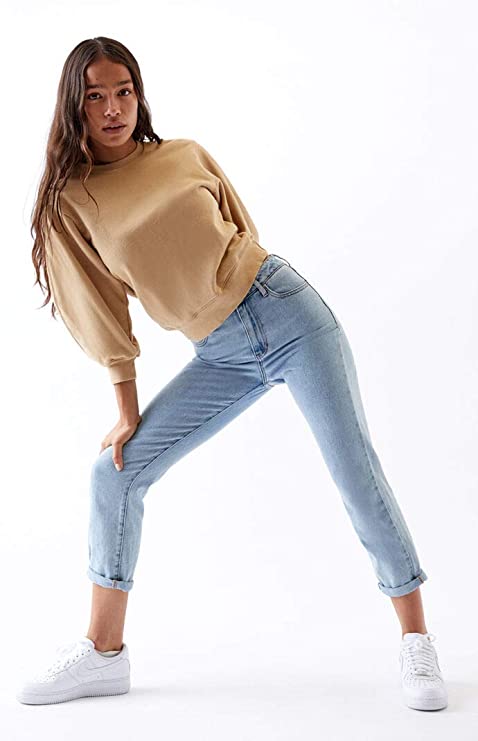 PacSun Women's Light Mom Jeans - 90s Throwback High Waisted Denim Jeans, Light Indigo