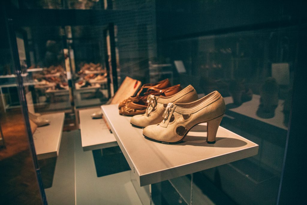 Shoes on display at the Paine Art Center in Oshkosh Wisconsin