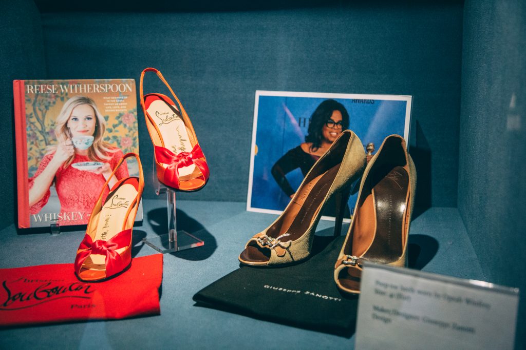 Autographed celebrity shoes on display at the Paine Art Center in Oshkosh, WI.