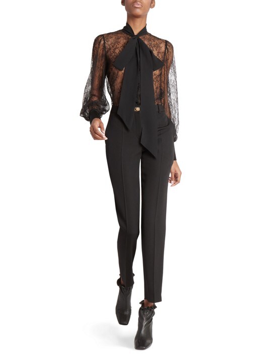 Givenchy Lace Lavaliere Tieneck Blouse