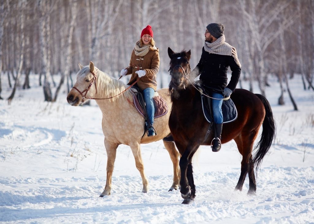 Horseback riding in the winter