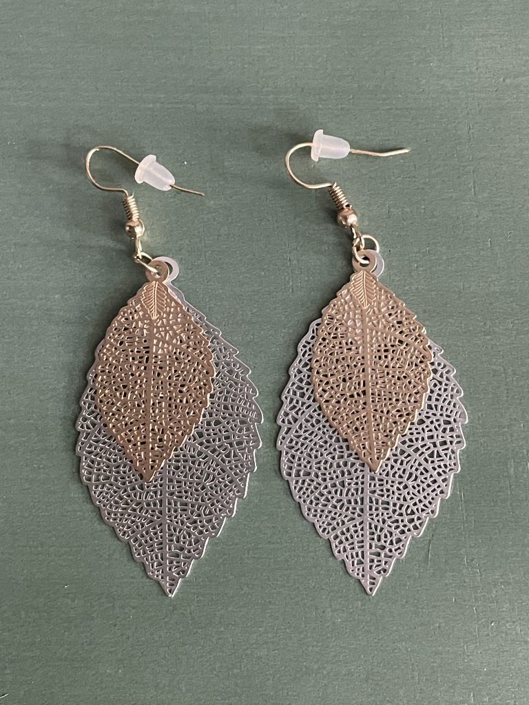 Boho double leaf earrings in silver from Chicwish.