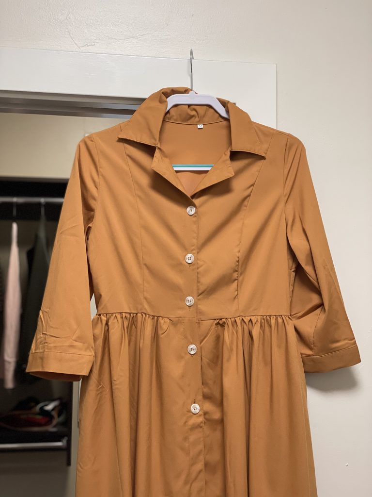 Tangerine Casual Solid Split Joint Buttons Turndown Collar Shirt Dress Dresses
