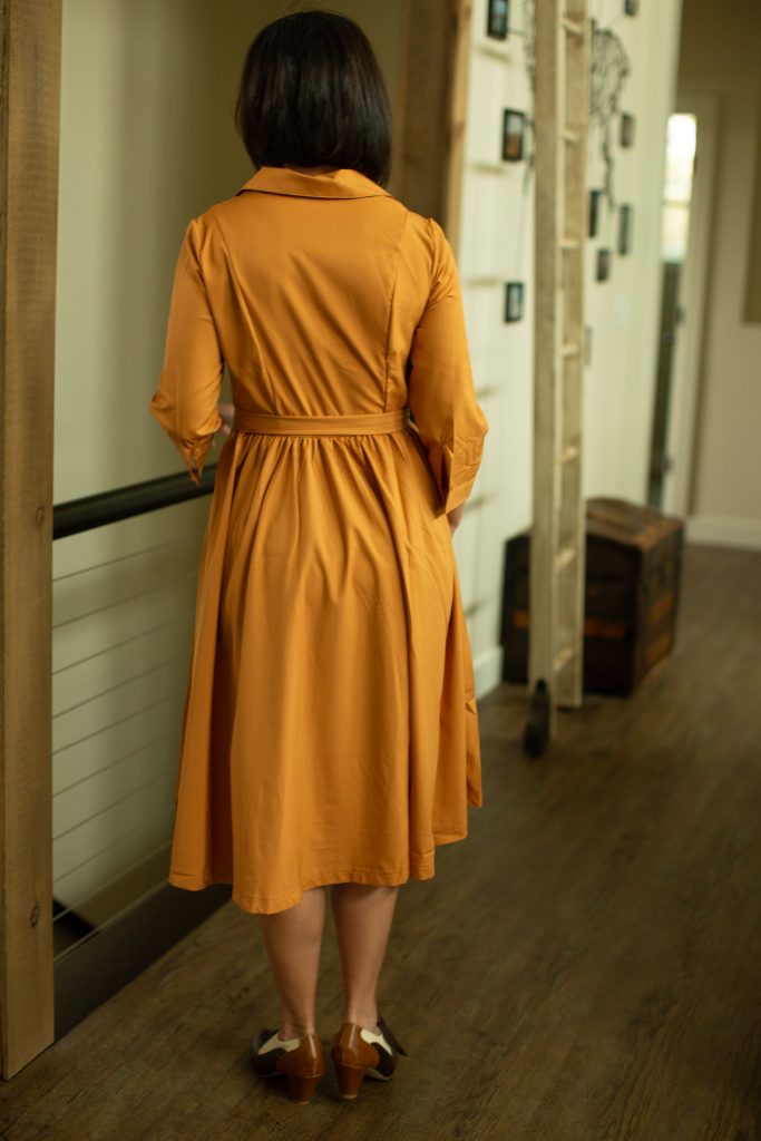 Tangerine Casual Solid Split Joint Buttons Turndown Collar Shirt Dress Dresses