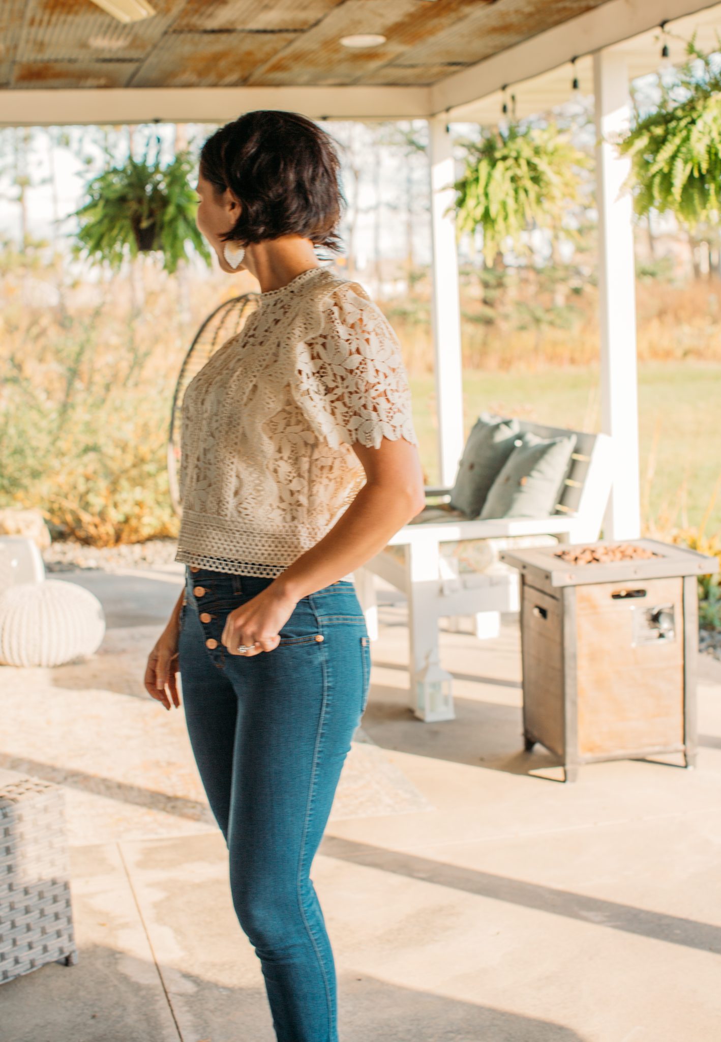 Lush leaves crochet top in cream from Chicwish.