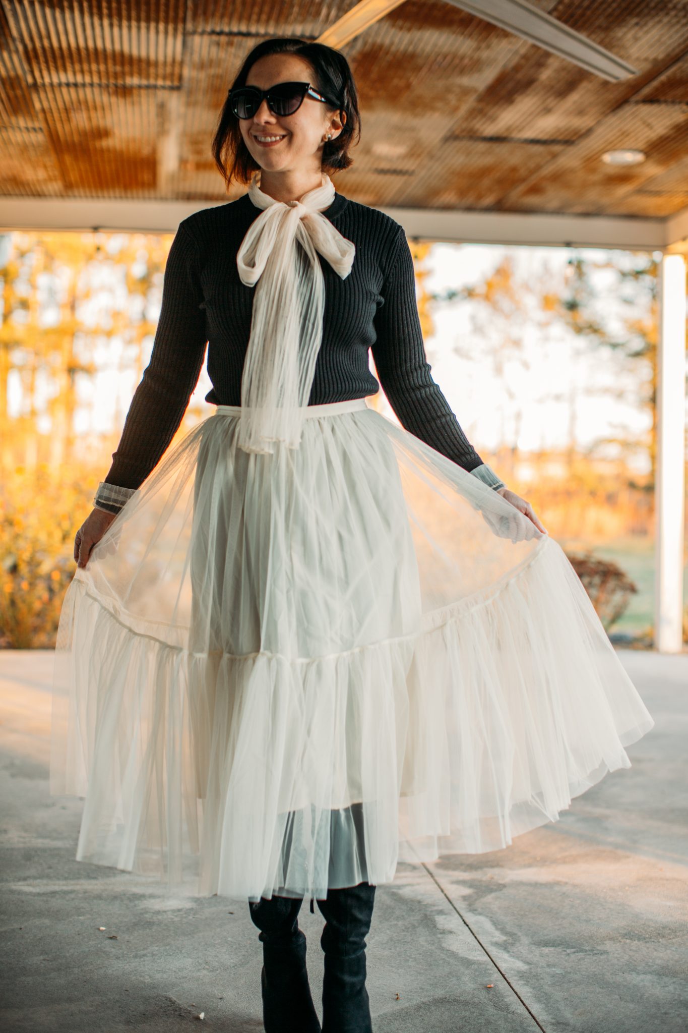 Can't let go mesh tulle skirt in cream from Chicwish.