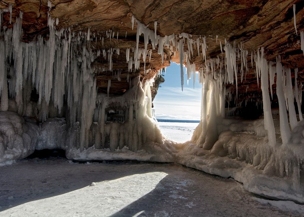 Apostle Islands Ice Caves in Wisconsin during winter