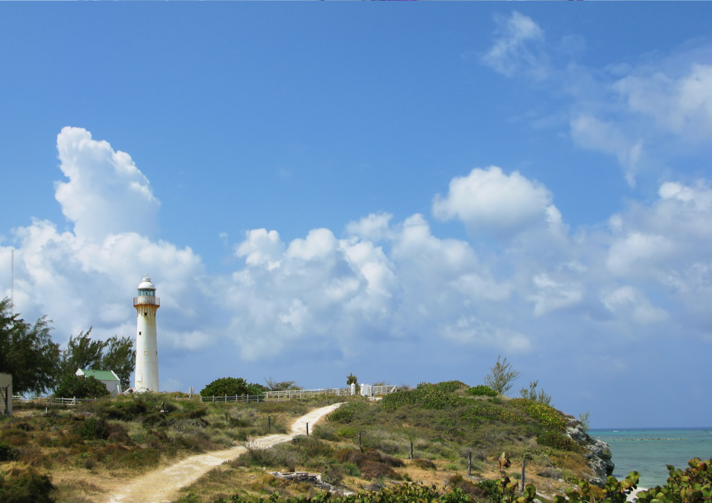 Grand Turk Lighthouse on top of a hill.