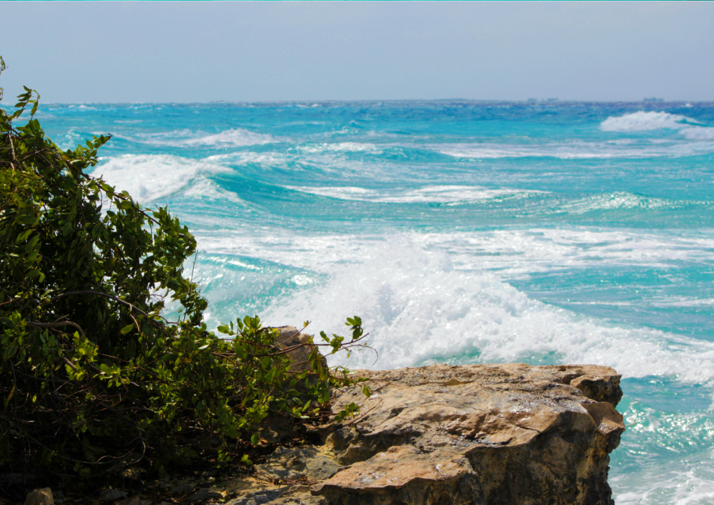 A rocky cliff overlooking the ocean in Grand Turk.