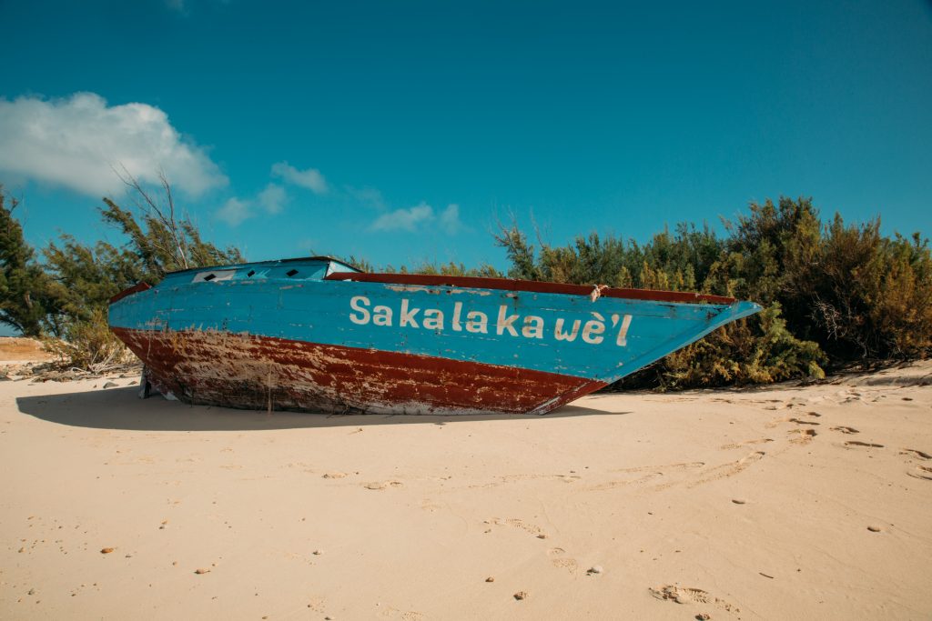 A refuge boat that had crashed on the shores of Salt Cay.